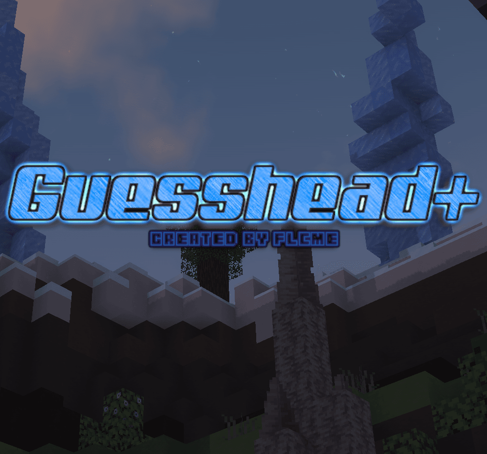 The logo for Guesshead+, a Minecraft map for Minecraft 1.17.1 by flcme on MCCreations