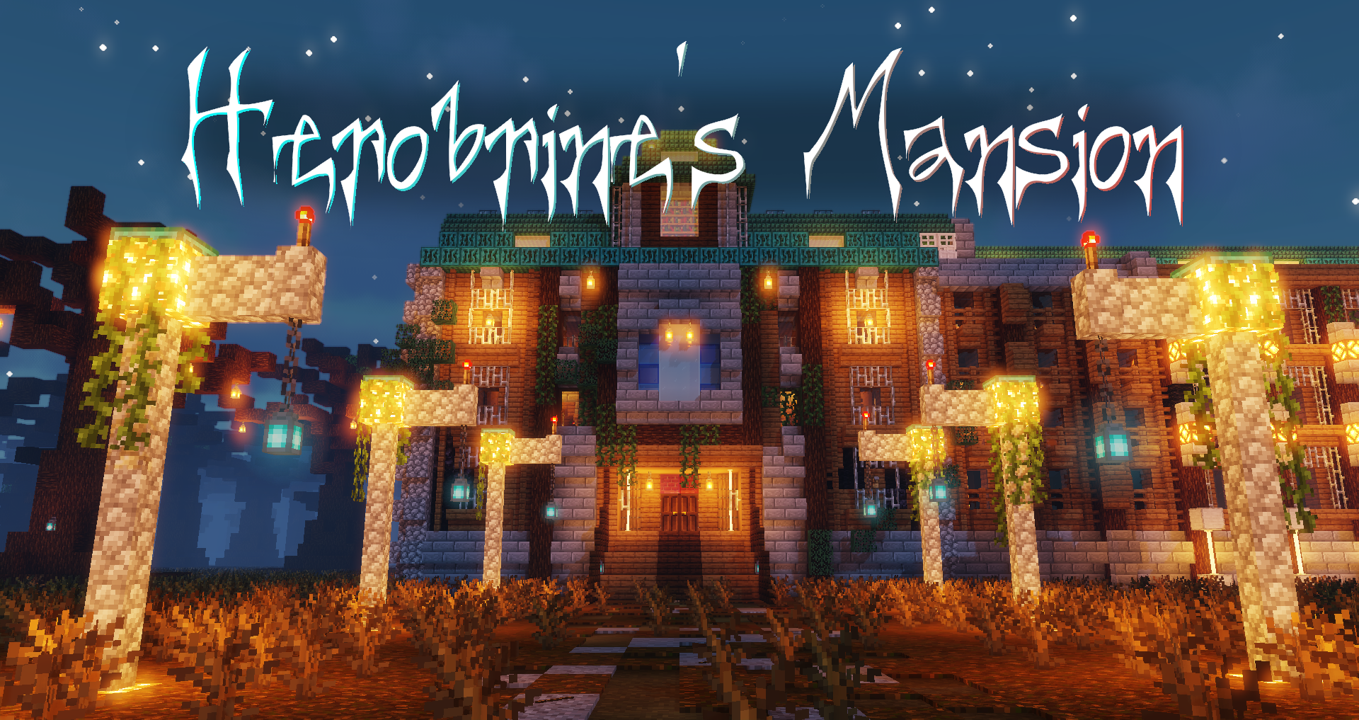 The logo for Herobrine's Mansion, a Minecraft map for Minecraft 1.17.1 by MaSp005 on MCCreations