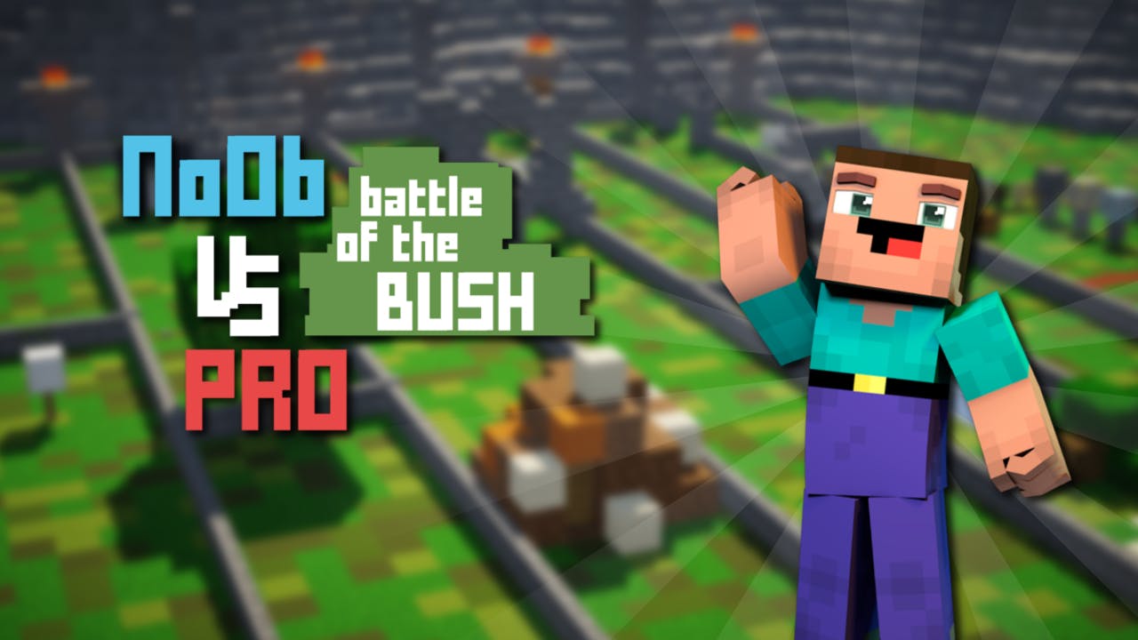 The logo for Noob VS Pro - Battle of the Bush, a Minecraft map for Minecraft 1.16.1 by Skilendarz on MCCreations