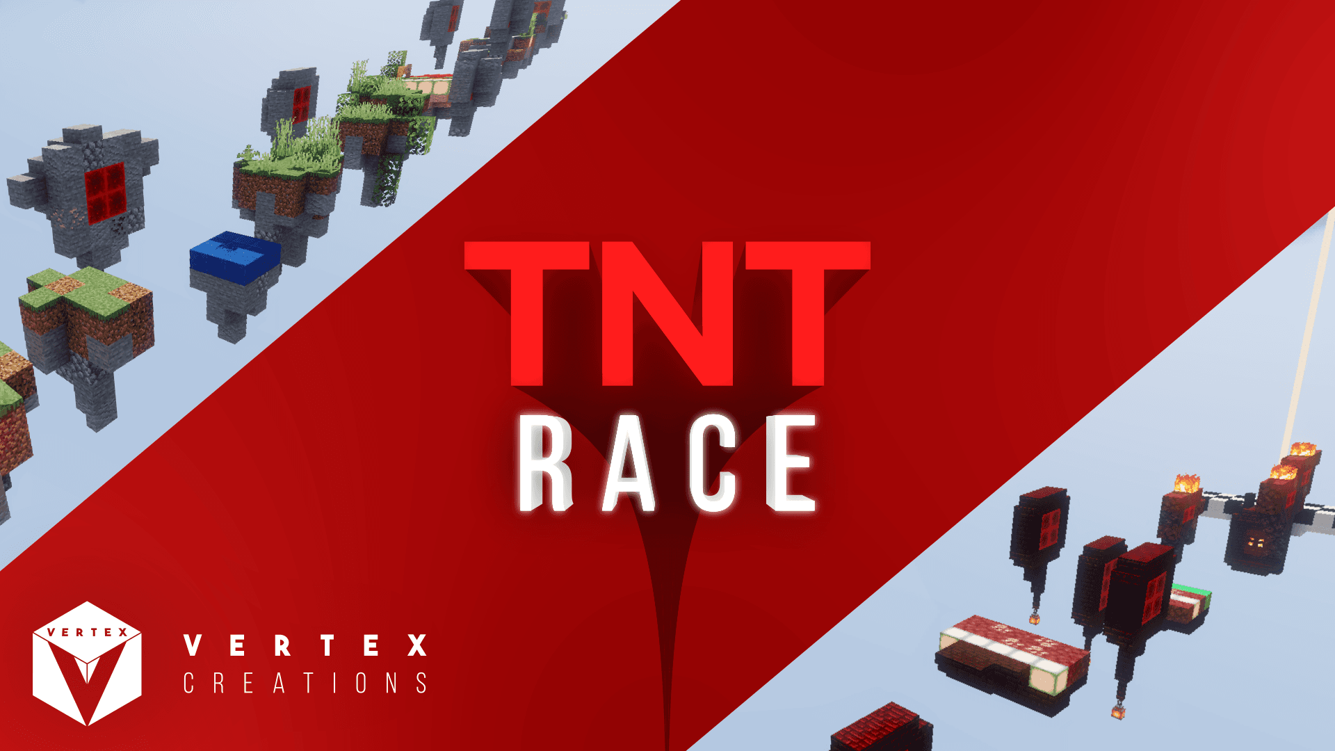 The logo for TNT Race, a Minecraft map for Minecraft 1.15.2 by Vertex Creations on MCCreations