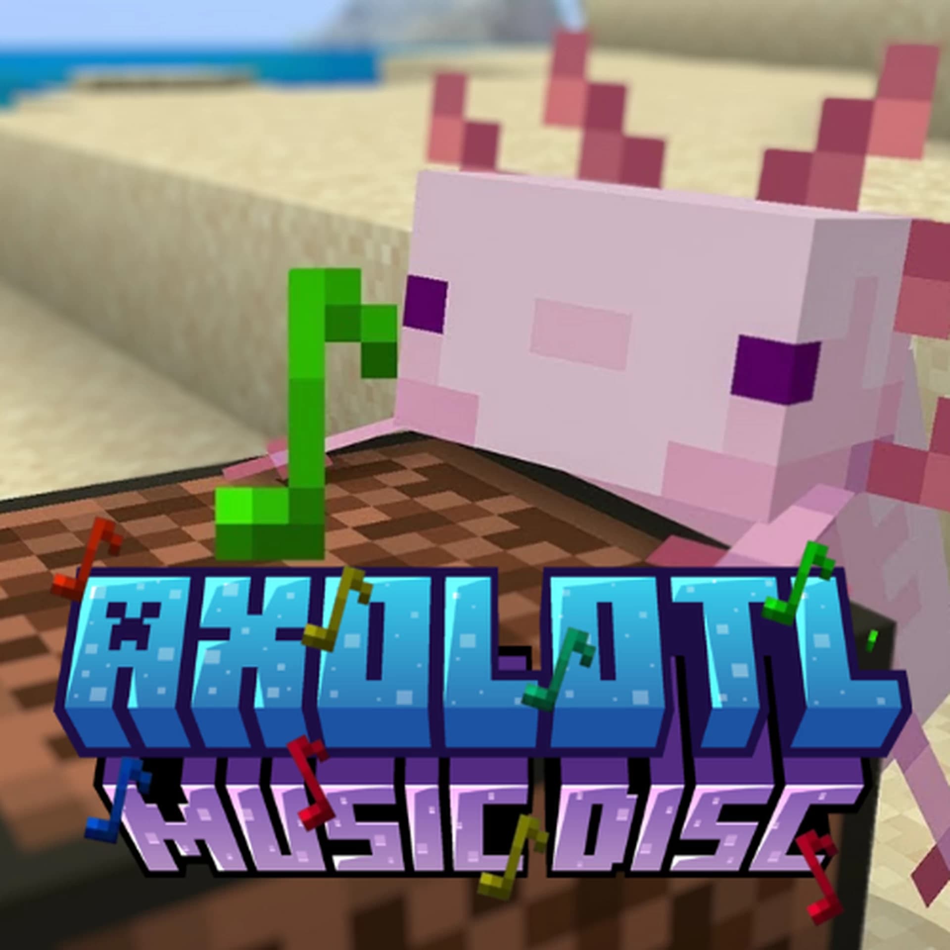 The logo for Minecraft Disc 5 to Axolotl Disc, a Minecraft resourcepack for Minecraft 1.21 by Dolphin Cupcake on MCCreations