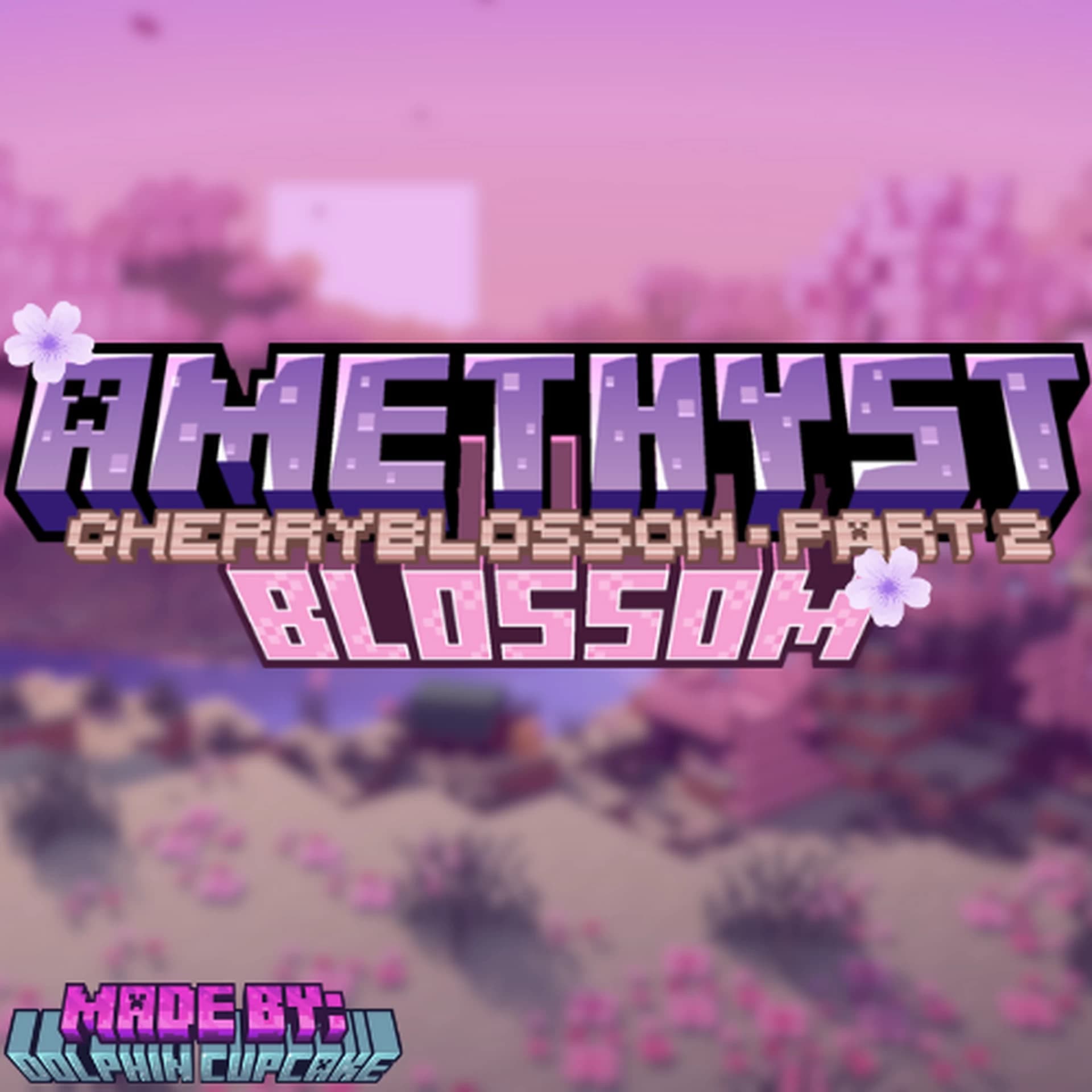 The logo for Netherite to Amethyst Blossom, a Minecraft resourcepack for Minecraft 1.21 by Dolphin Cupcake on MCCreations