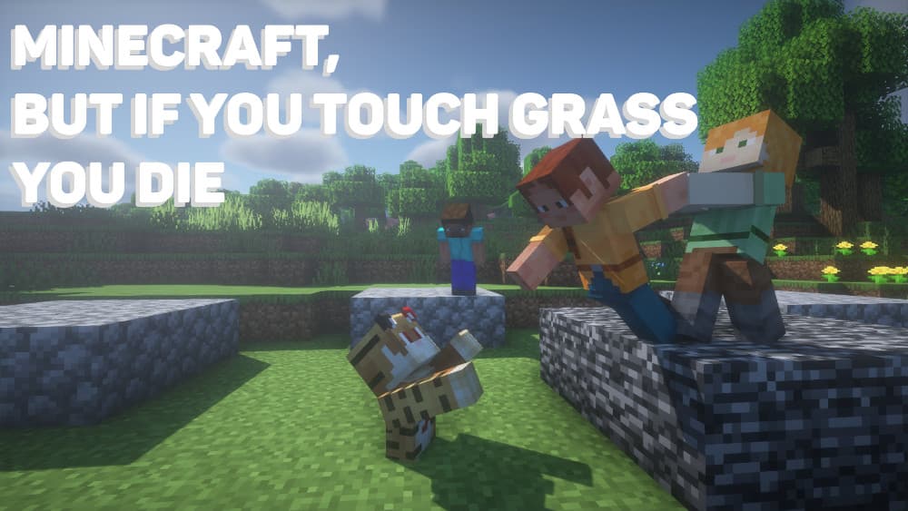 The logo for Minecraft, but if you touch grass you die, a Minecraft datapack for Minecraft 1.21.1 by Gamingbarn on MCCreations