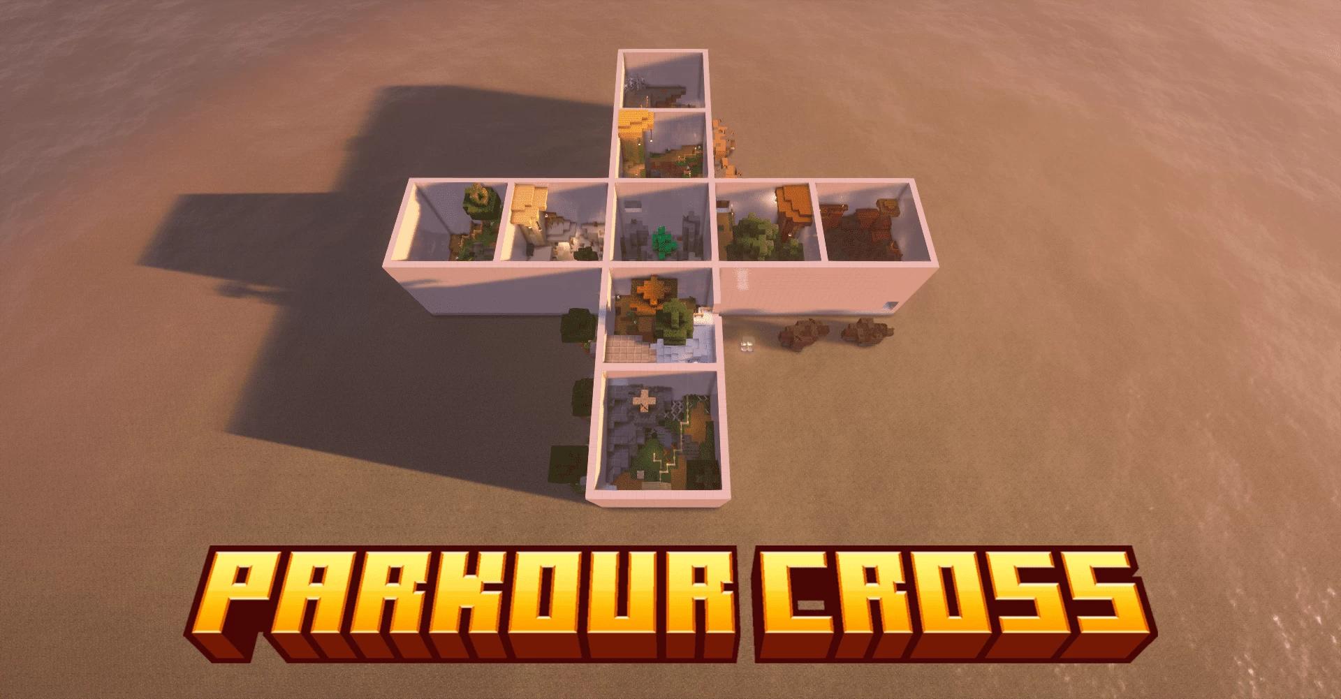 The logo for Parkour Cross, a Minecraft map for Minecraft 1.21.1 by Artem on MCCreations