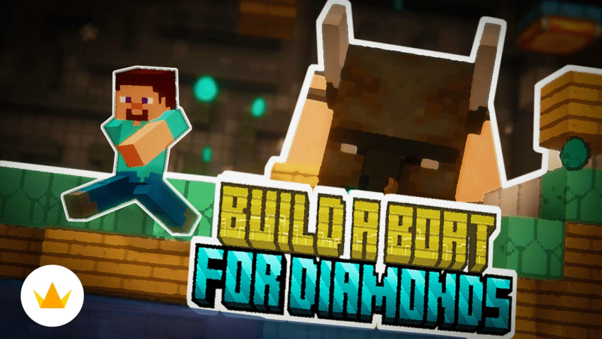 The logo for Build a Boat for Diamonds, a Minecraft map for Minecraft 1.21.1 by TheWorfer 27 on MCCreations