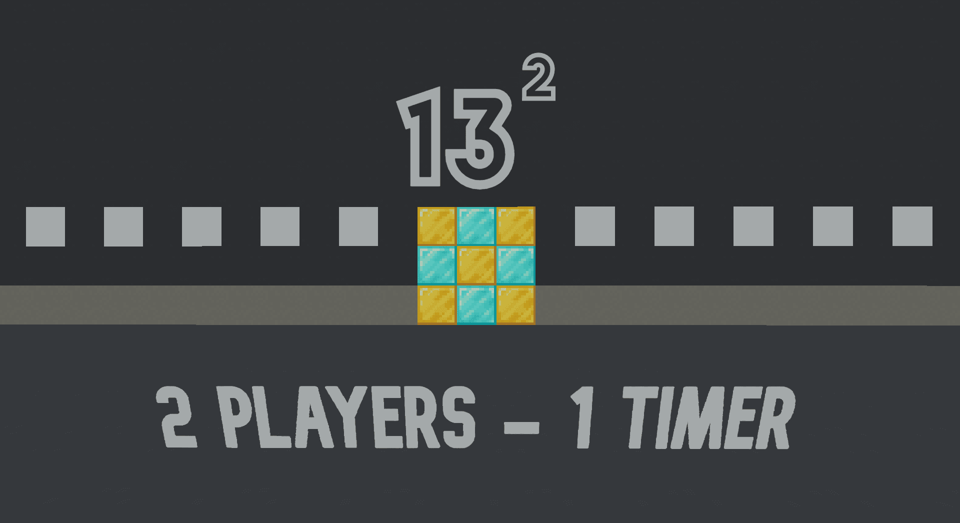 The logo for 13^2, a Minecraft Map