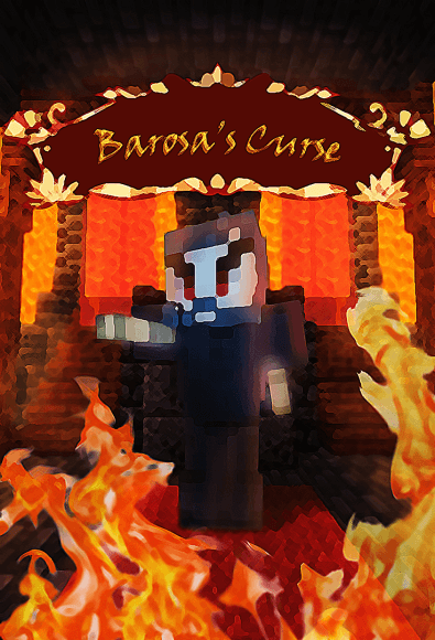 The logo for Barosa's Curse, a Minecraft Map