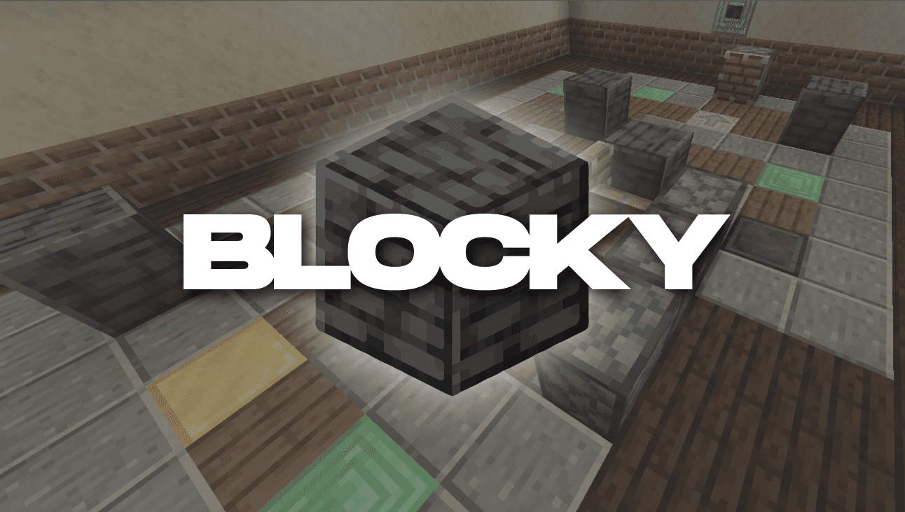 The logo for Blocky, a Minecraft Map