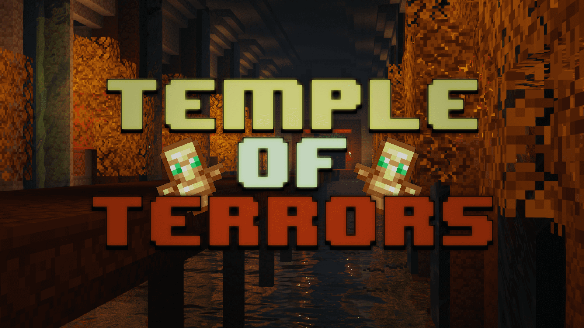 The logo for Temple of Terrors, a Minecraft Map