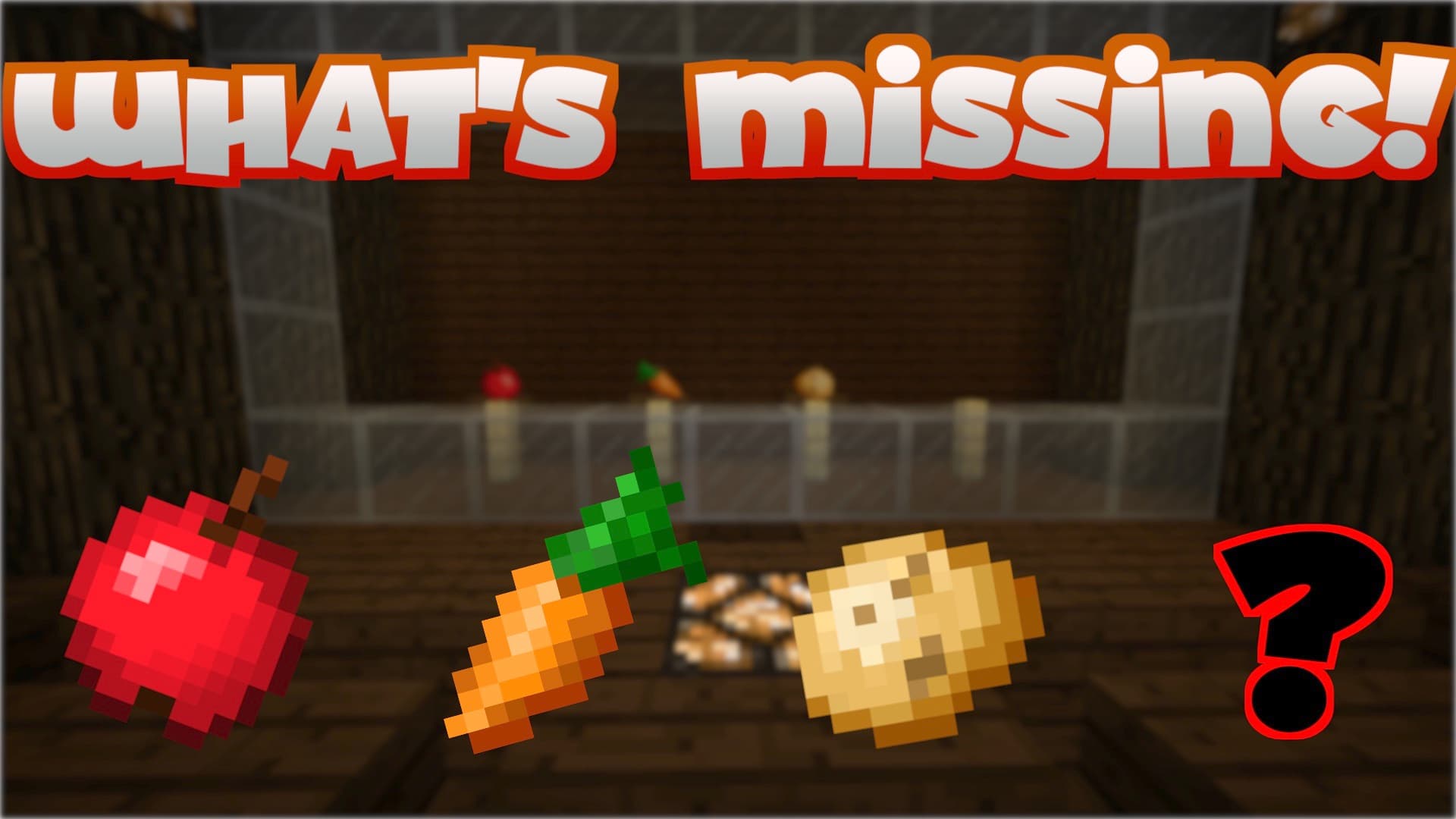 The logo for What's Missing, a Minecraft Map